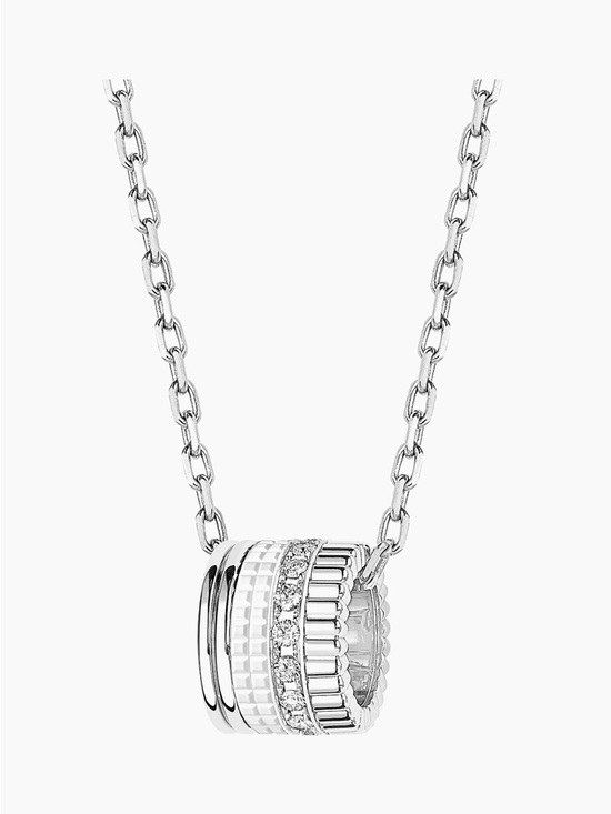 Boucheron Jewelry - Boucheron Quatre 18K White Gold, HyCeram Diamond Large Pendant Necklace
